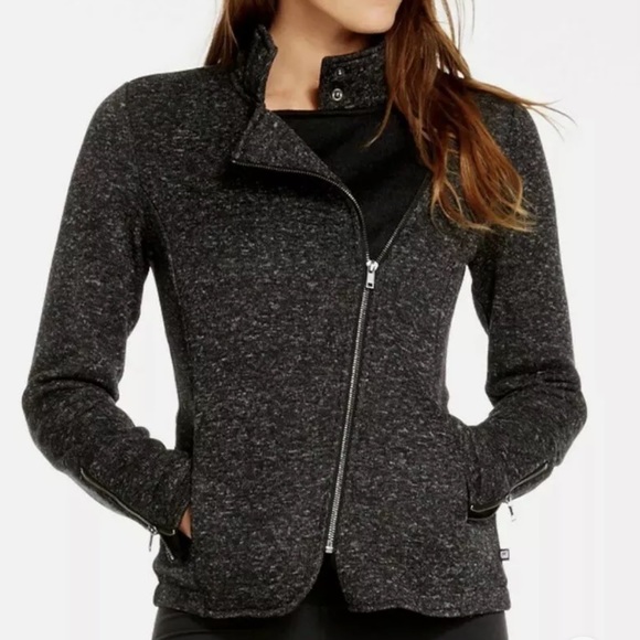 Fabletics Jackets & Blazers - Fabletics Gray Calypso Asymmetrical Zip Fleece Jacket